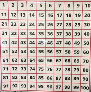 1-100 Square Chart